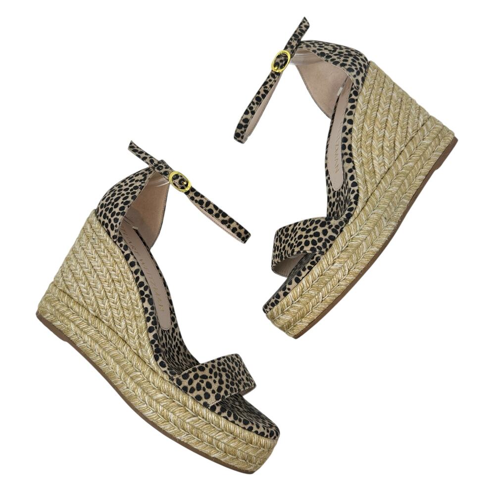 Stuart Weitzman Floria Wedge Platform Espadrille Sandals Leopard Print US 8.5‎ - Picture 2 of 14